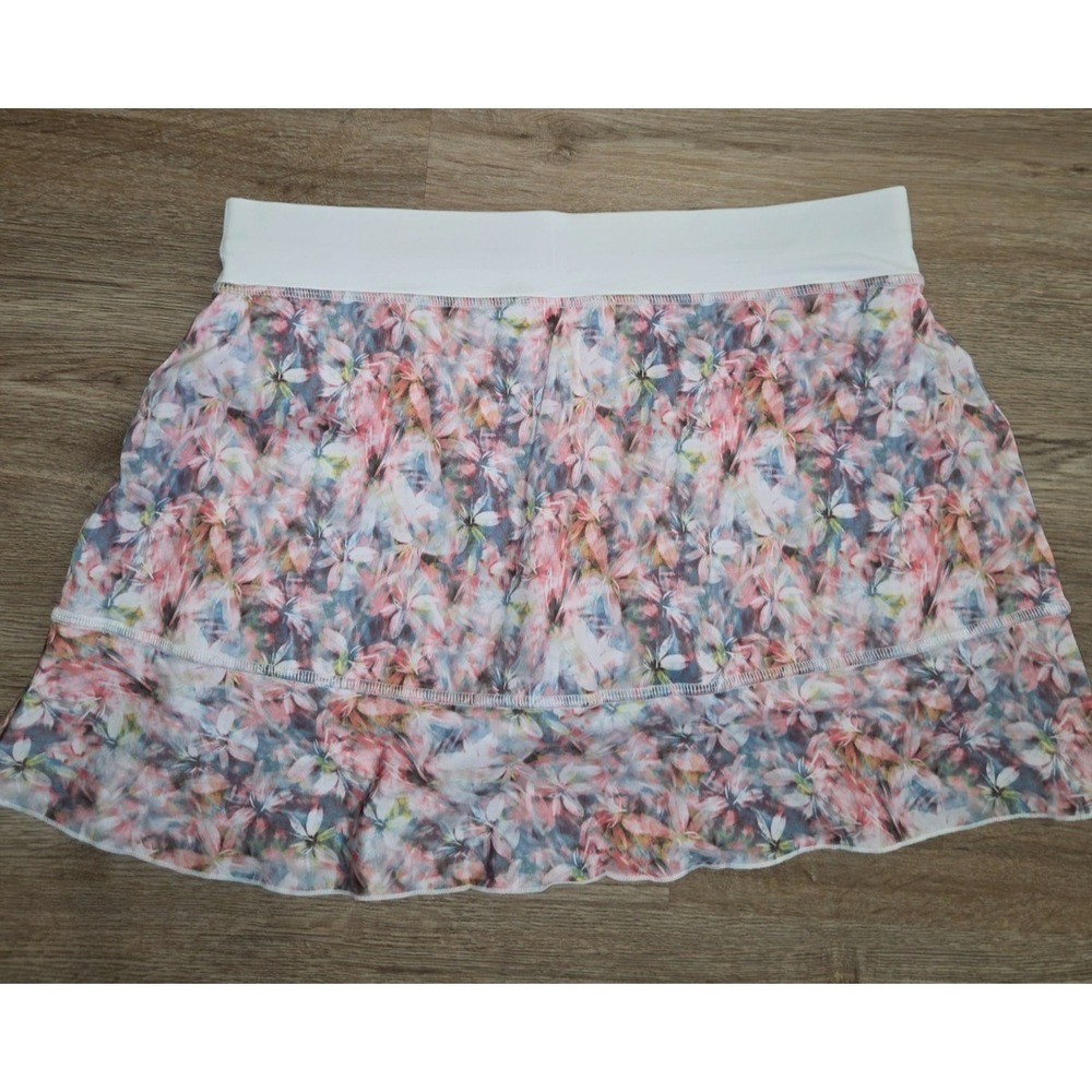 Floral Pink Mesh Skort with White Waistband